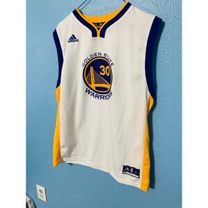 Golden State Warriors Adidas Licensed White Gold Steph Curry Jersey - Sz XL